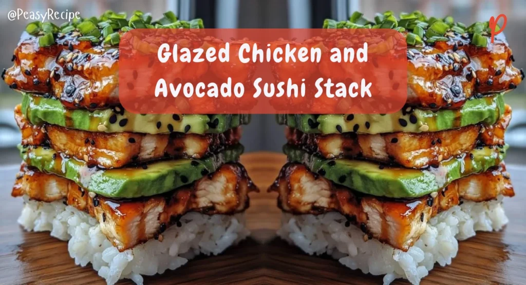 Glazed Chicken and Avocado Sushi Stack recipe