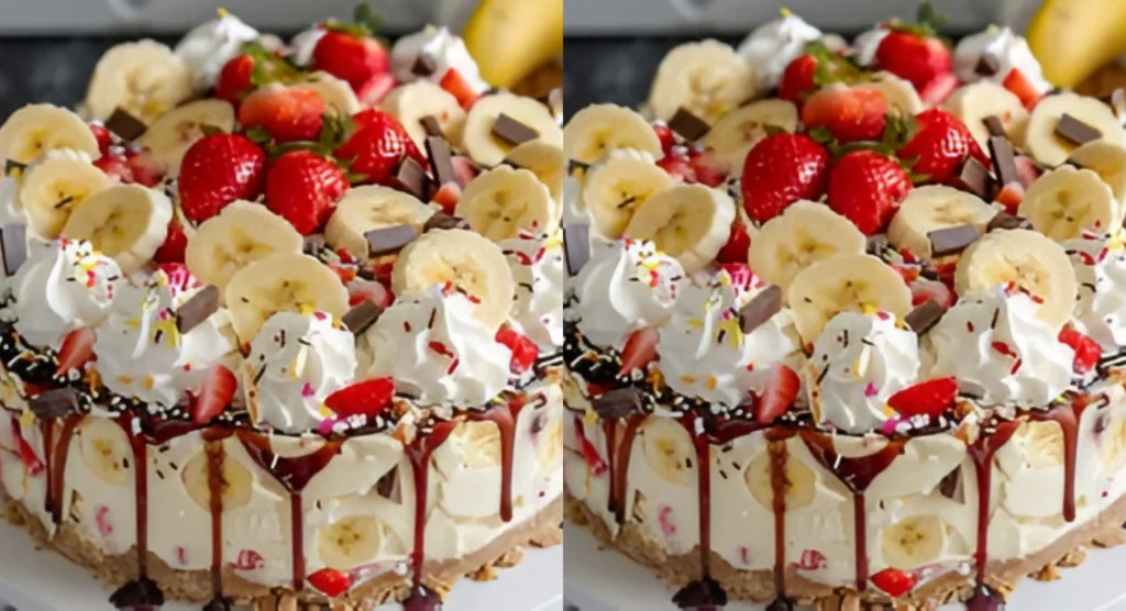 Banana Split Ice Cream Cake – Easy No-Bake Summer Dessert