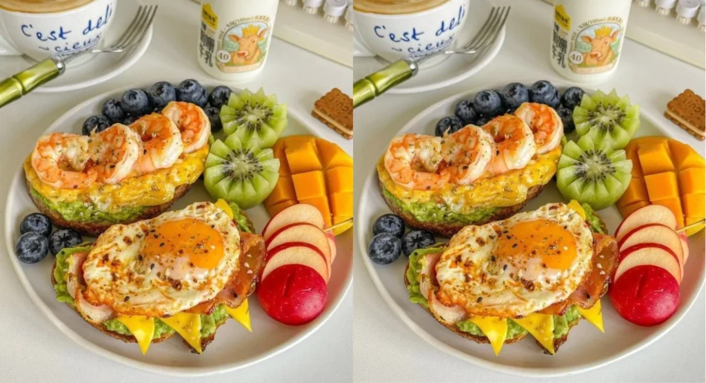 Summer Shrimp and Egg Avocado Toast Plate