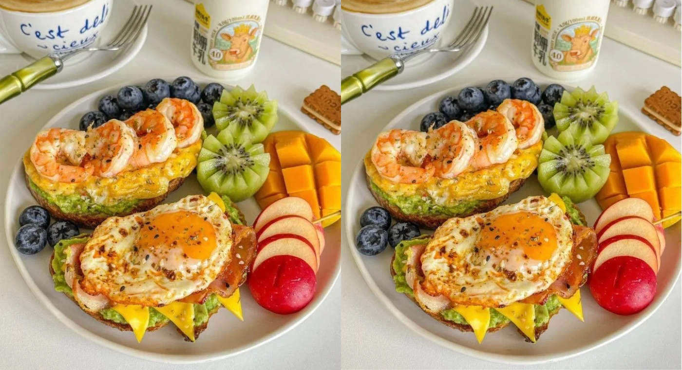 Summer Shrimp and Egg Avocado Toast Plate