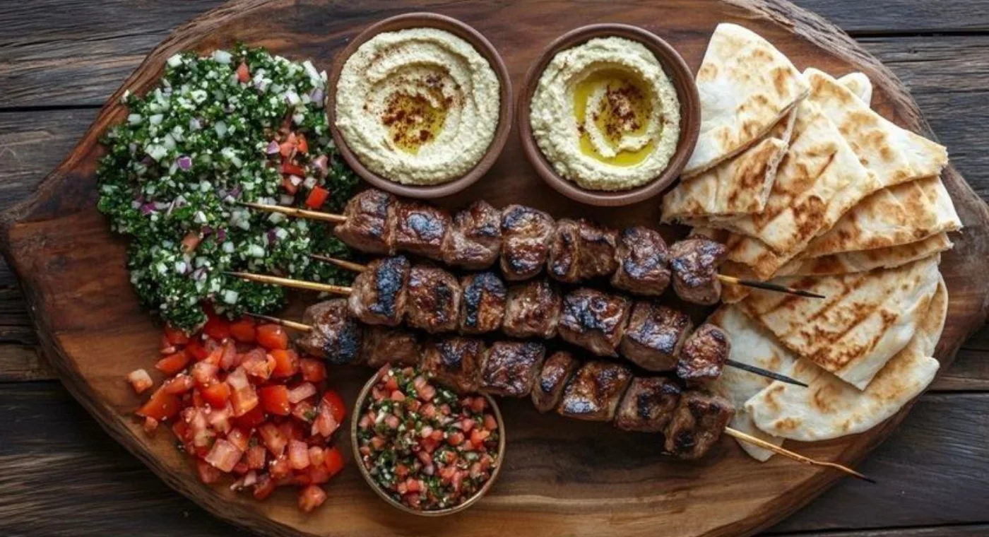 Grilled Beef Skewers Mezze Platter – Easy Summer Dinner Idea