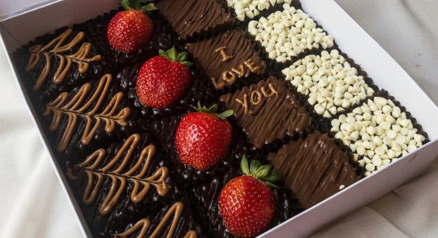 Summer Brownie Gift Box – Chocolate, Berries & Sweet Love