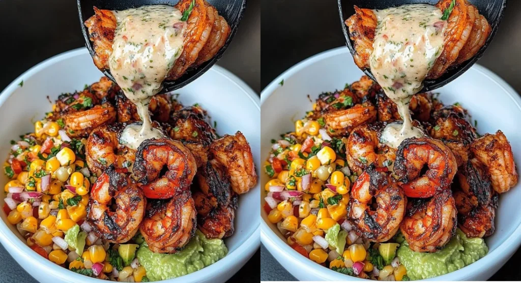 Summer Grilled Shrimp Bowl – Corn Salsa & Creamy Dressing Delight