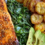 Summer Salmon Plate – Sweet Plantains And Avocado Power Combo